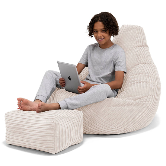 Kinder Gaming Sitzsack 6-14 Jahre - Cord Elfenbein 01
