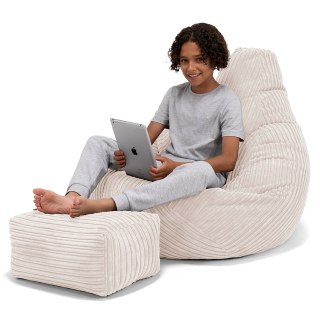 Kinder Gaming Sitzsack 6-14 Jahre - Cord Elfenbein 01