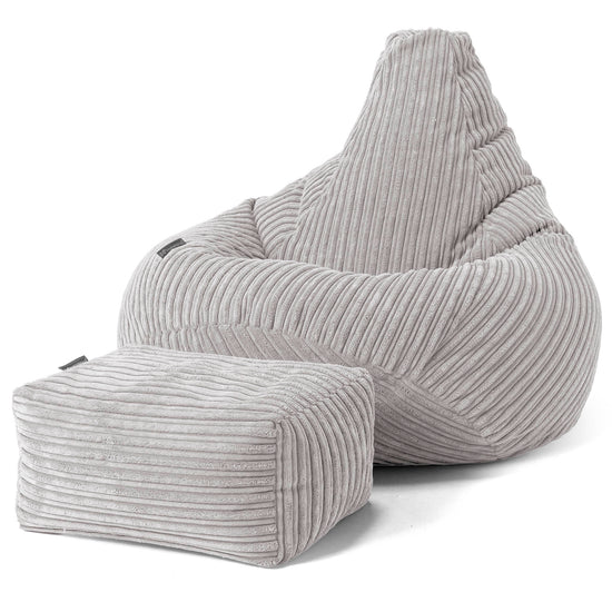 Kinder Gaming Sitzsack 6-14 Jahre - Cord Silber 02