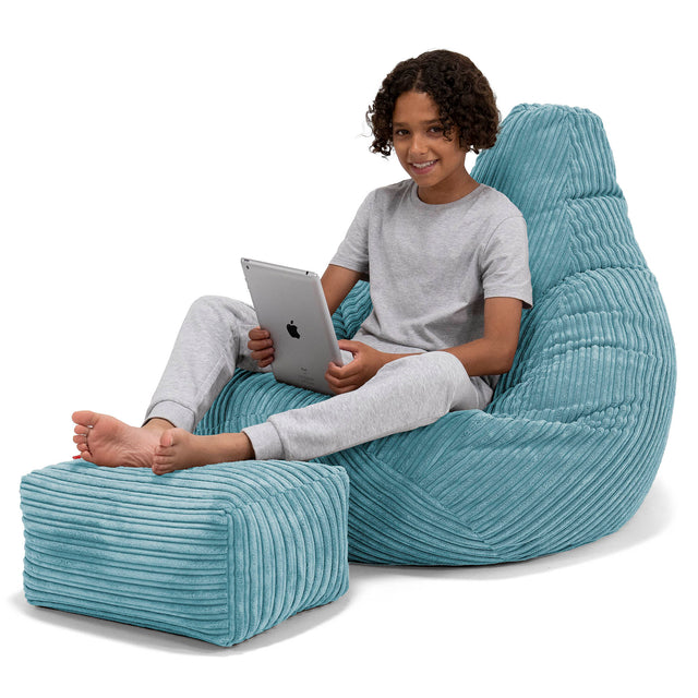 Kinder Gaming Sitzsack 6-14 Jahre - Cord Türkis 01