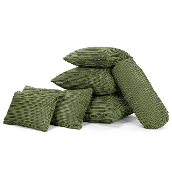 Dekokissen / Sofa Kissenbezug Rund 50cm - Cord Nadelwaldgrün 03