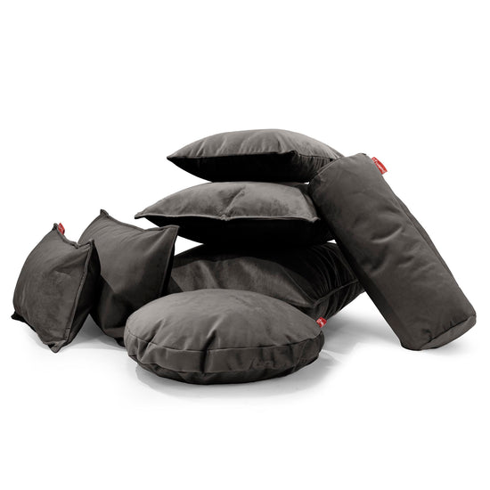 Kissen Rund 50cm - Samt Schiefergrau 03