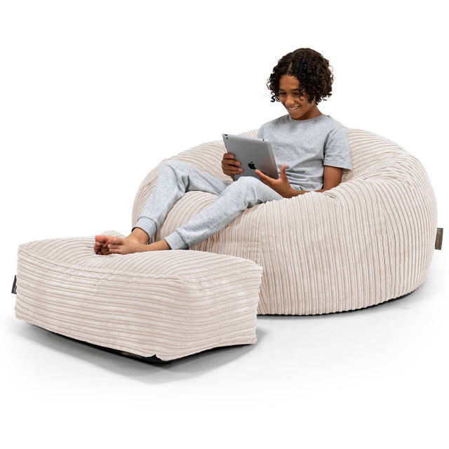 Kinder Sitzsack Sofa 6-14 Jahre - Cord Elfenbein 01