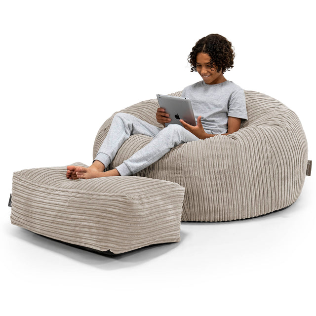 Kinder Sitzsack Sofa 6-14 Jahre - Cord Nerzfarben 01