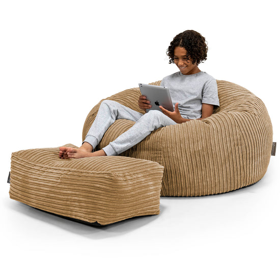 Kinder Sitzsack Sofa 6-14 Jahre - Cord Sand 01