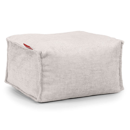 Kleiner Fußhocker - Chenille Creme 01