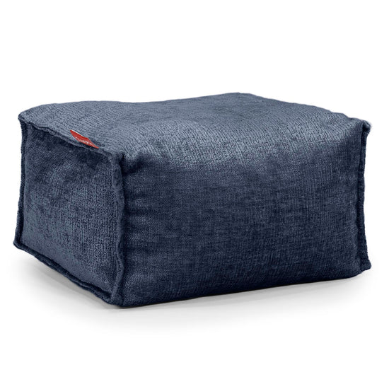 Kleiner Fußhocker - Chenille Marineblau 01