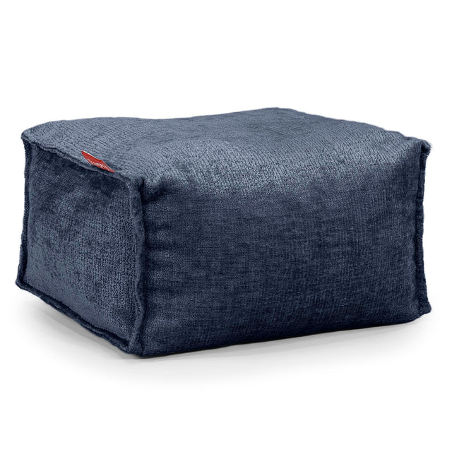 Kleiner Fußhocker - Chenille Marineblau 01