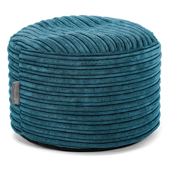 Kleiner runder Fußhocker - Cord Blaugrün 01