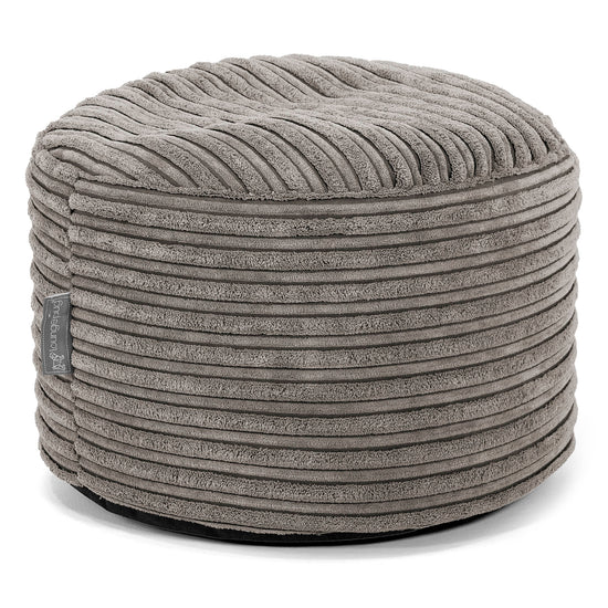Kleiner runder Fußhocker - Cord Graphitgrau 01