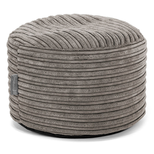 Kleiner runder Fußhocker - Cord Graphitgrau 01
