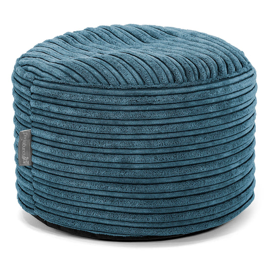Kleiner runder Fußhocker - Cord Marineblau 01
