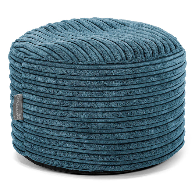 Kleiner runder Fußhocker - Cord Marineblau 01