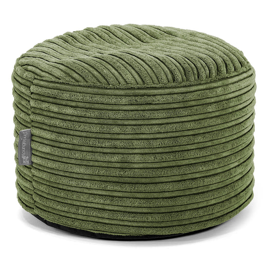 Kleiner runder Fußhocker - Cord Nadelwaldgrün 01