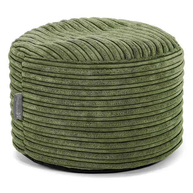 Kleiner runder Fußhocker - Cord Nadelwaldgrün 01