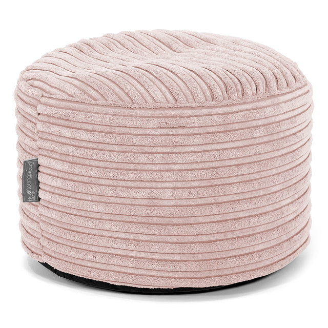Kleiner runder Fußhocker - Cord Rosa 01