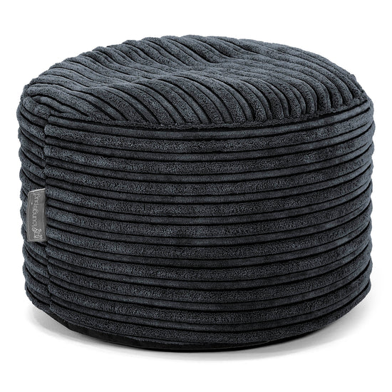 Kleiner runder Fußhocker - Cord Schwarz 01
