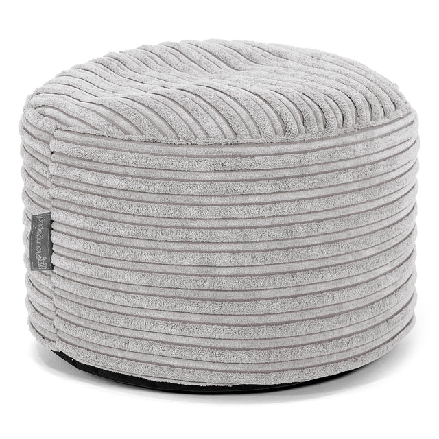 Kleiner runder Fußhocker - Cord Silber 01