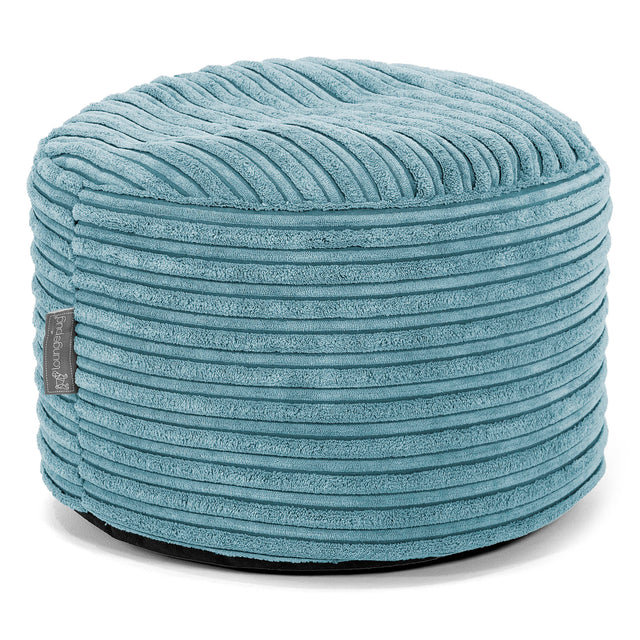 Kleiner runder Fußhocker - Cord Türkis 01