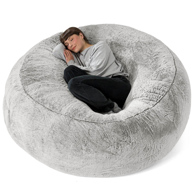 Mega-Mammoth Sofa Sitzsack XXL - Kaninchen Kunstfell Hellgrau 01