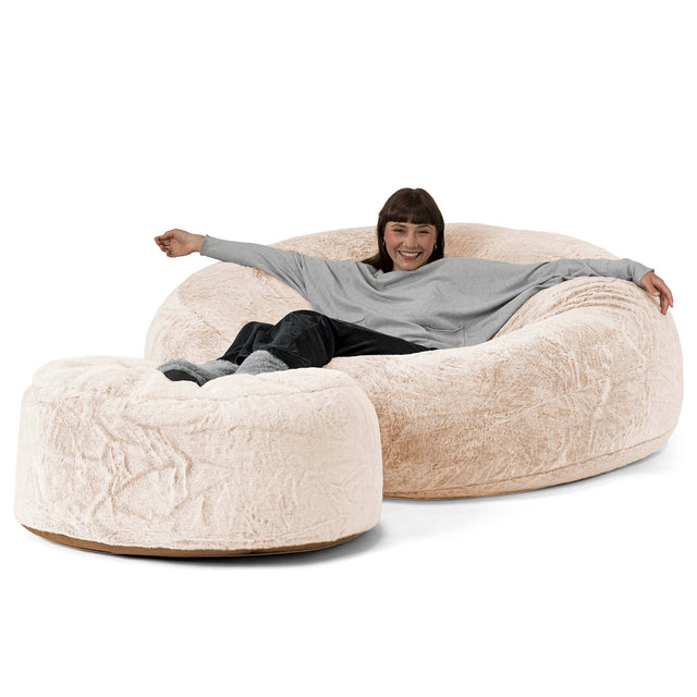 Mega-Mammoth Sofa Sitzsack XXL - Kaninchen Kunstfell Weiß 02