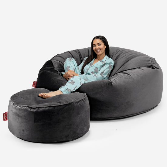 Mega-Mammoth Sofa Sitzsack XXL - Samt Schiefergrau 02