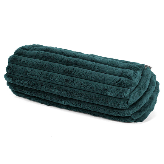 Nackenrolle Dekokissen / Sofa Kissenbezug 20 x 55cm - Ultra Plüsch Cord Blaugrün 01