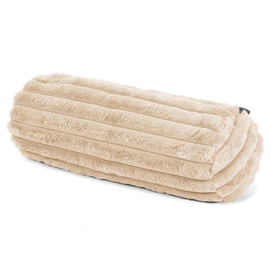 Nackenrolle Dekokissen / Sofa Kissenbezug 20 x 55cm - Ultra Plüsch Cord Creme 01
