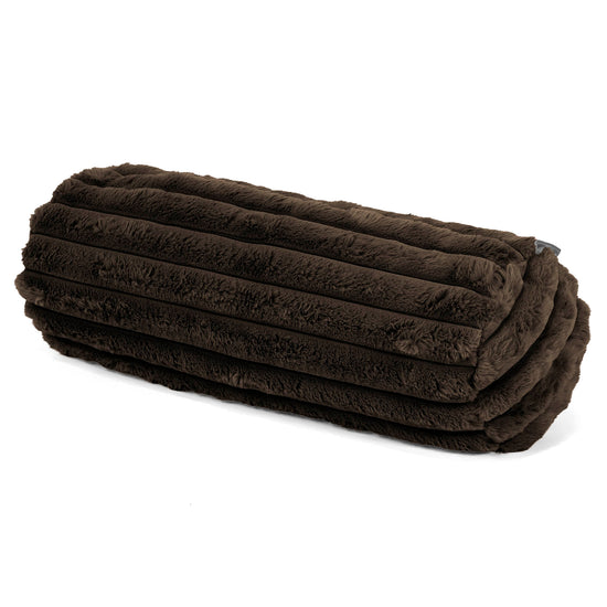 Nackenrolle Dekokissen / Sofa Kissenbezug 20 x 55cm - Ultra Plüsch Cord Nussbraun 01