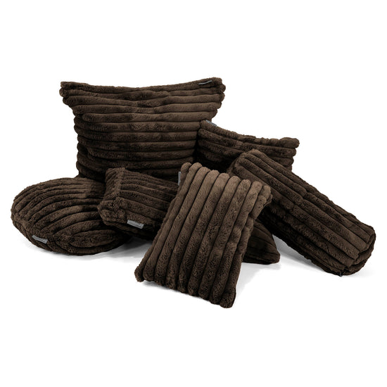 Nackenrolle Dekokissen / Sofa Kissenbezug 20 x 55cm - Ultra Plüsch Cord Nussbraun 03