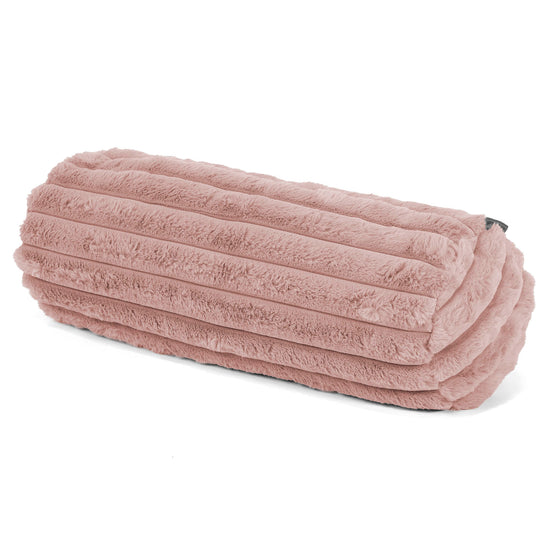 Nackenrolle Dekokissen / Sofa Kissenbezug 20 x 55cm - Ultra Plüsch Cord Pastellrosa 01