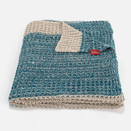 Kuscheldecke / Tagesdecke - 100% Baumwoll Chester Blau 01