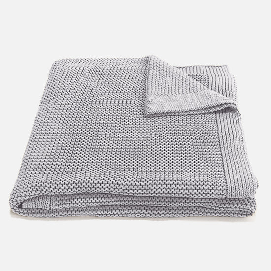 Kuscheldecke / Tagesdecke - 100% Baumwoll Ellos Hellgrau 01