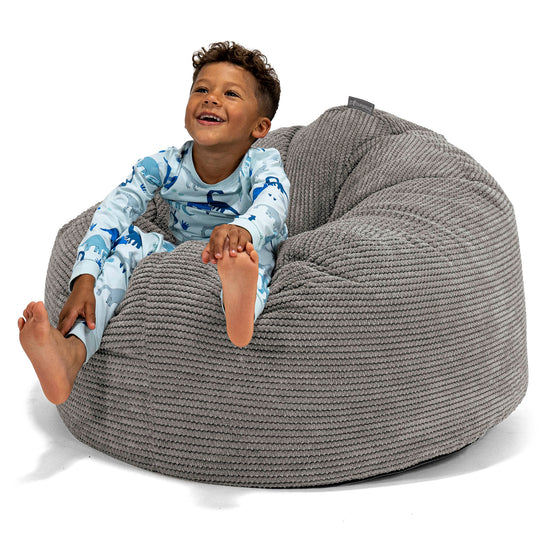 Riesen Kuschel Sitzsack für Kinder 3-8 Jahre - Pom-Pom Anthrazit 01