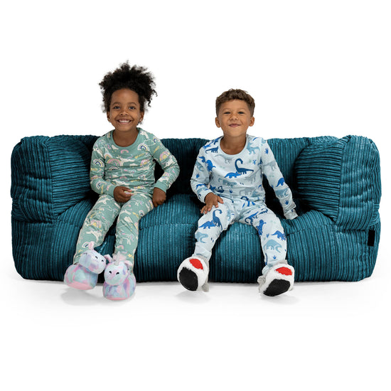 Riesen Albert Kinder Sitzsack Sofa 2-14 Jahre - Cord Blaugrün 01