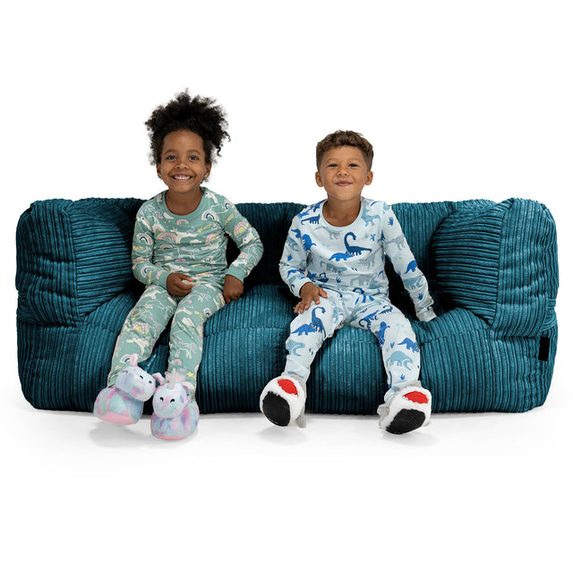 Riesen Albert Kinder Sitzsack Sofa 2-14 Jahre - Cord Blaugrün 01