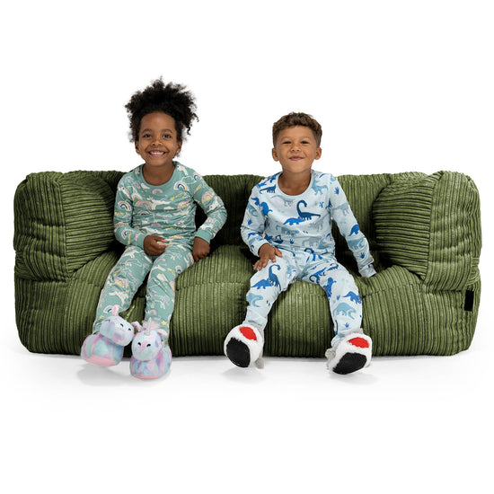 Riesen Albert Kinder Sitzsack Sofa 2-14 Jahre - Cord Nadelwaldgrün 01