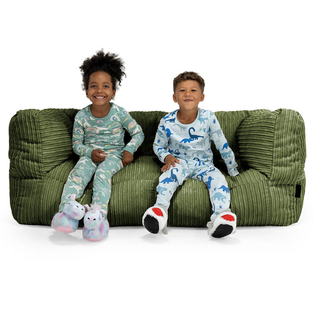 Riesen Albert Kinder Sitzsack Sofa 2-14 Jahre - Cord Nadelwaldgrün 01
