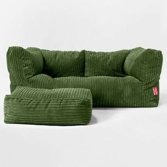 Riesen Albert Kinder Sitzsack Sofa 2-14 Jahre - Cord Nadelwaldgrün 02