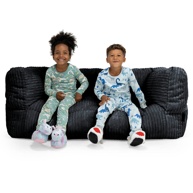 Riesen Albert Kinder Sitzsack Sofa 2-14 Jahre - Cord Schwarz 01