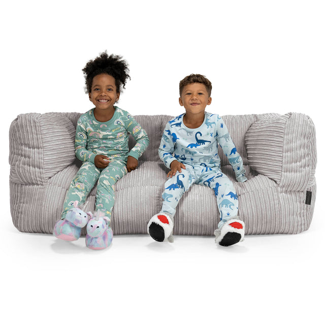 Riesen Albert Kinder Sitzsack Sofa 2-14 Jahre - Cord Silber 01