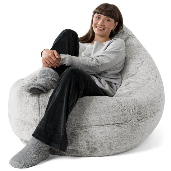 Sitzsack XXL - Kaninchen Kunstfell Hellgrau 02