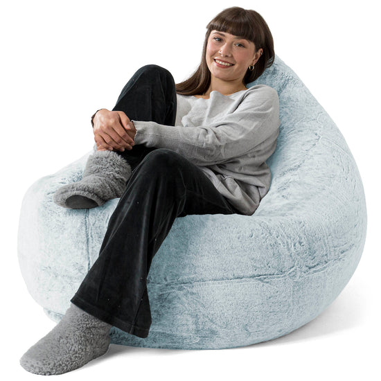 Sitzsack XXL - Kaninchen Kunstfell Pastellblau 02