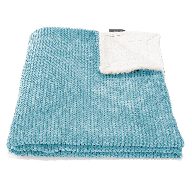 Sherpa-Decke - Pom-Pom Türkis 01