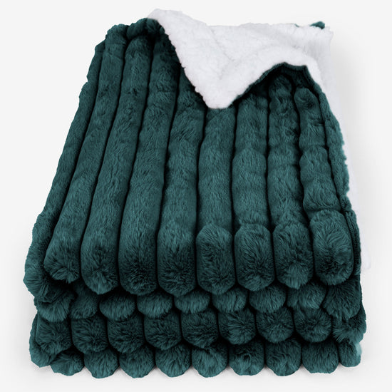Sherpa-Decke - Ultra Plüsch Cord Blaugrün 01