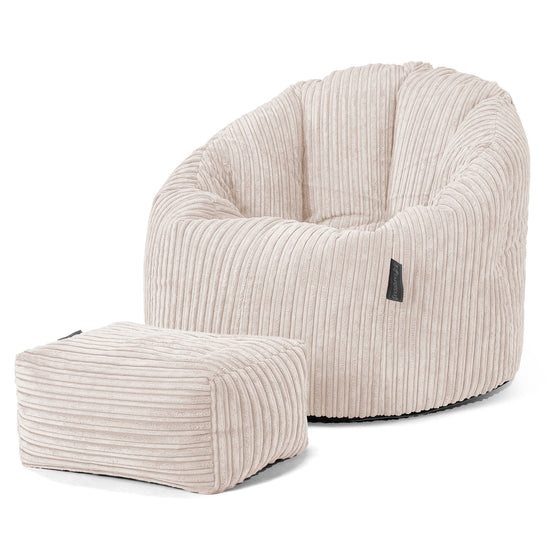 Sitzsack Kuschel Lounge Sessel - Cord Elfenbein 02