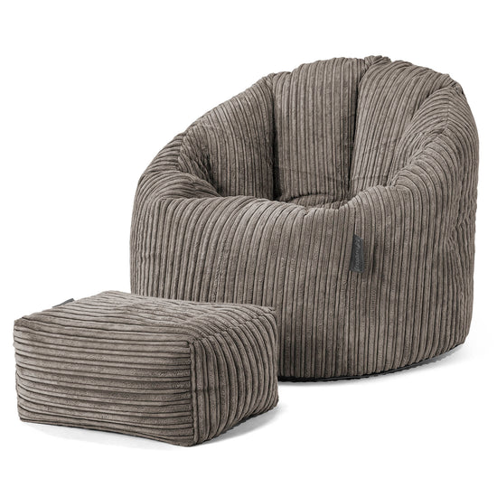 Sitzsack Kuschel Lounge Sessel - Cord Schiefergrau 02