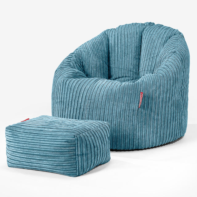 Sitzsack Kuschel Lounge Sessel - Cord Türkis 02