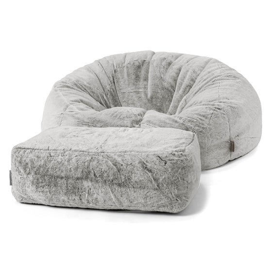 Sitzsack Sofa - Kaninchen Kunstfell Hellgrau 02