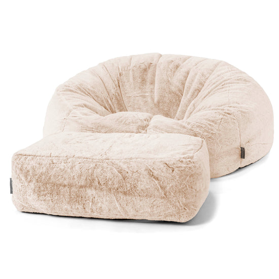 Sitzsack Sofa - Kaninchen Kunstfell Weiß 02